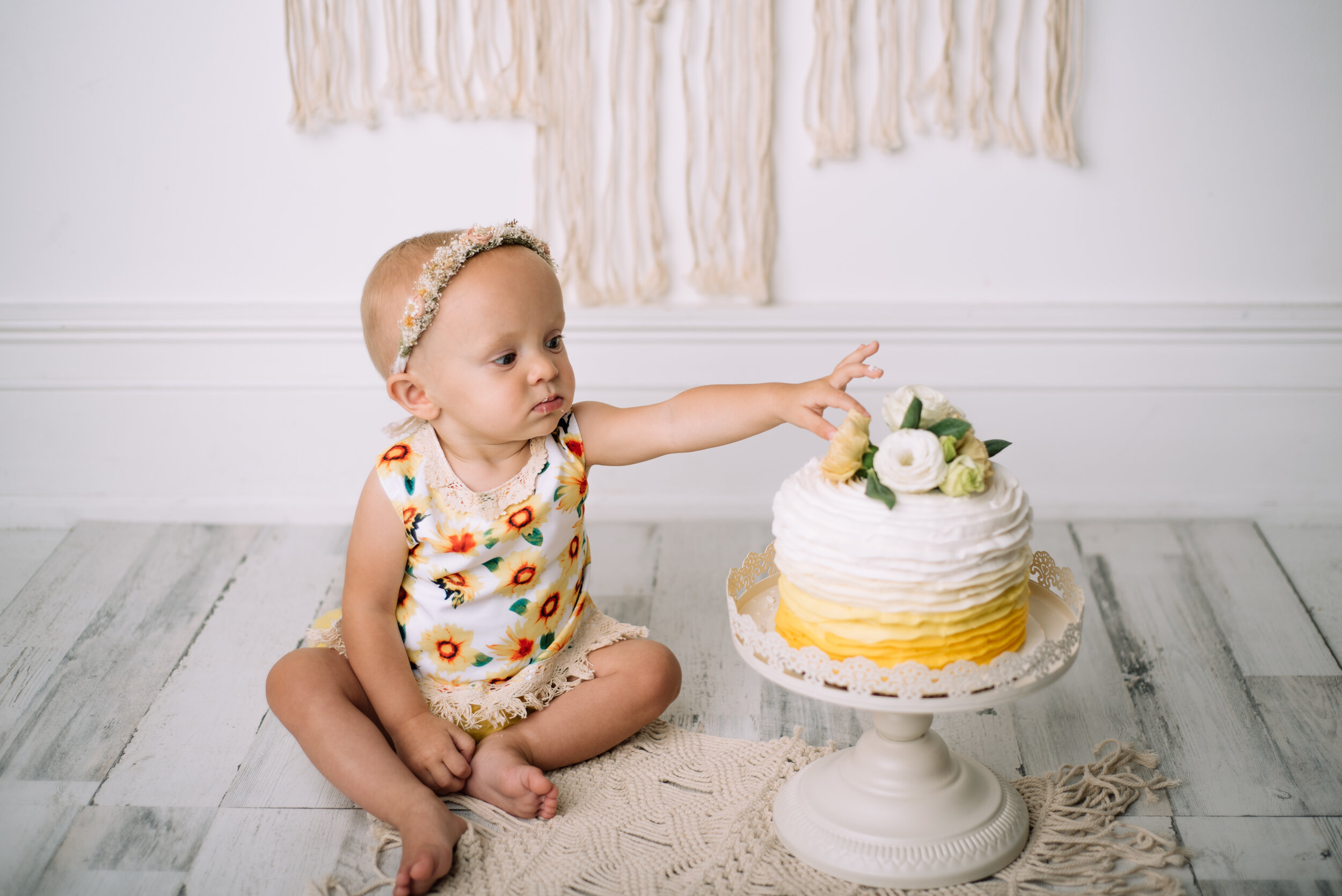 first birthday cake smash ideas with sunflowers