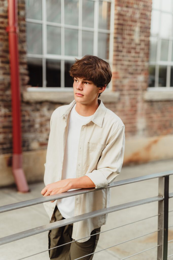 Riley Myers | Greensboro Senior Photos at Revolution Mill - Kelly McPhail Photography
